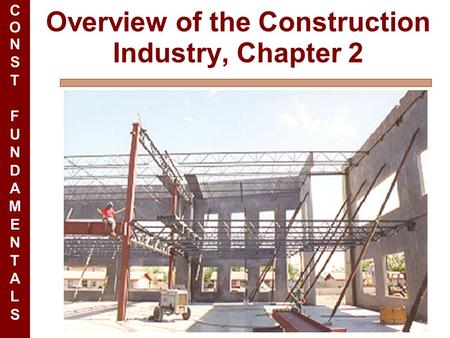 CONSTFUNDAMENTALSCONSTFUNDAMENTALS Overview of the Construction Industry, Chapter 2.