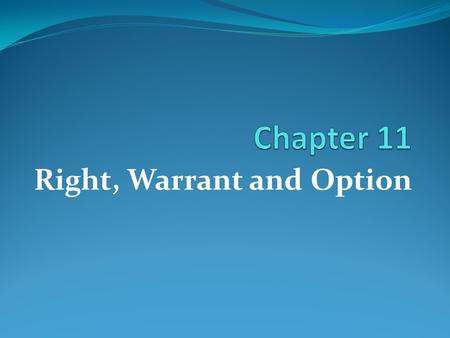 Right, Warrant and Option