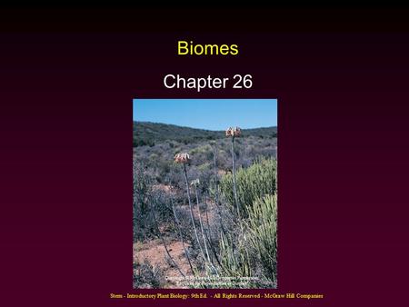 Stern - Introductory Plant Biology: 9th Ed. - All Rights Reserved - McGraw Hill Companies Biomes Chapter 26 Copyright © McGraw-Hill Companies Permission.