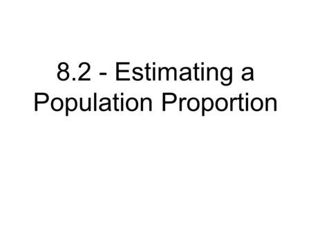 8.2 - Estimating a Population Proportion