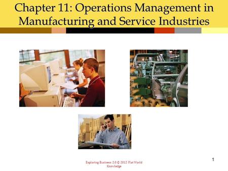 Exploring Business 2.0 © 2012 Flat World Knowledge 1 Chapter 11: Operations Management in Manufacturing and Service Industries.