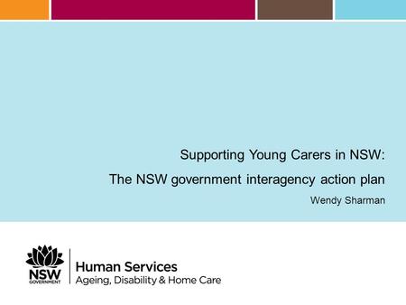Supporting Young Carers in NSW: The NSW government interagency action plan Wendy Sharman.