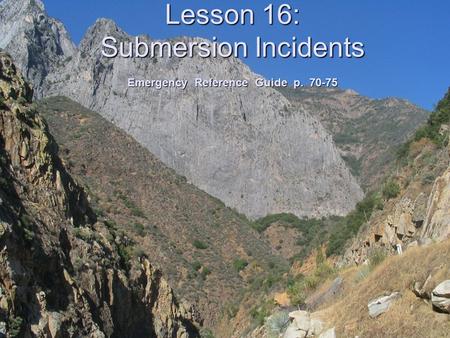 Lesson 16: Submersion Incidents Emergency Reference Guide p. 70-75.