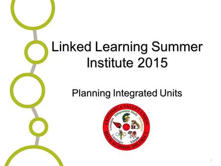 1 Linked Learning Summer Institute 2015 Planning Integrated Units.