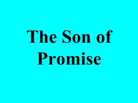 The Son of Promise. Laughing at God’s Promise When Abraham was 99, God told him Sarah (princess) would bear a son (Gen. 17:15-16) –Paul said he hoped.