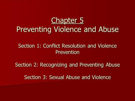 Chapter 5 Preventing Violence
