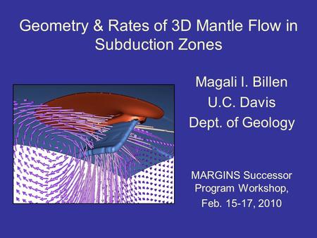 Geometry & Rates of 3D Mantle Flow in Subduction Zones