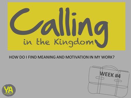 WEEK #4 HOW DO I FIND MEANING AND MOTIVATION IN MY WORK?