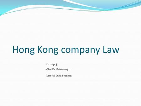 Hong Kong company Law Group 5 Choi Ka Hei s00110302 Lam kai Lung S00110311.