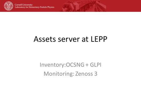 Inventory:OCSNG + GLPI Monitoring: Zenoss 3