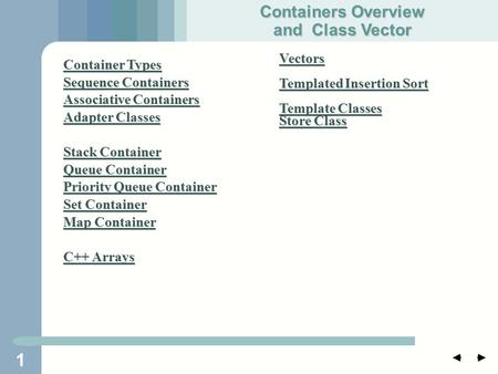 Containers Overview and Class Vector