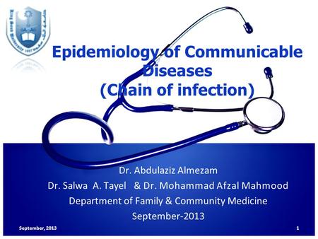 Epidemiology of Communicable Diseases (Chain of infection)