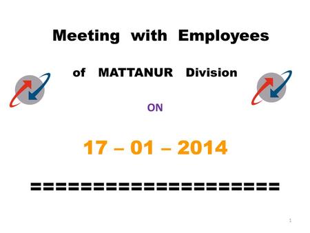 Meeting with Employees of MATTANUR Division ON 17 – 01 – 2014 ==================== 1.