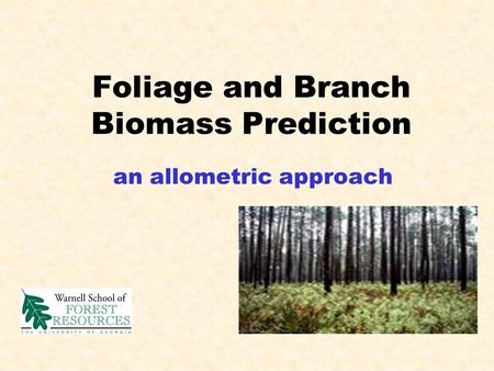 Foliage and Branch Biomass Prediction an allometric approach.