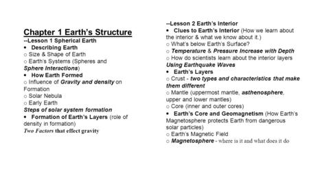 Chapter 1 Earth’s Structure