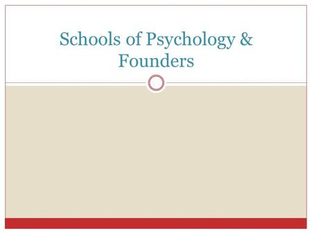 Schools of Psychology & Founders. Psychology The scientific study of behavior and mental processes.
