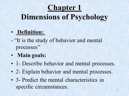 Chapter 1 Dimensions of Psychology