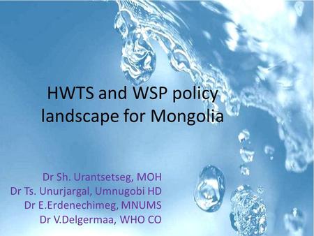 HWTS and WSP policy landscape for Mongolia