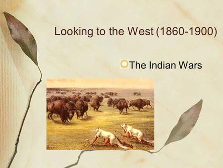 Looking to the West (1860-1900) The Indian Wars.