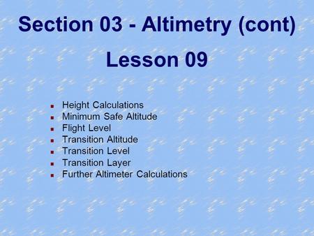Section 03 - Altimetry (cont) Lesson 09