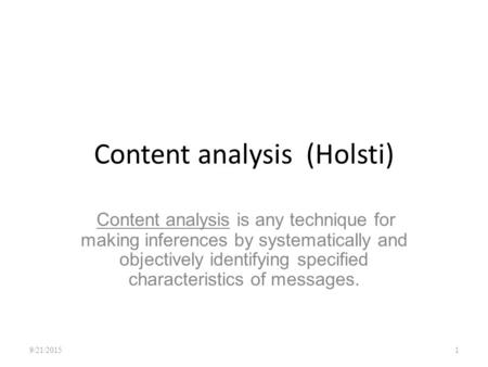 Content analysis (Holsti)