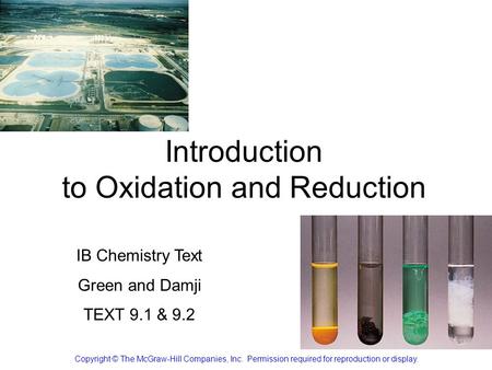 Introduction to Oxidation and Reduction