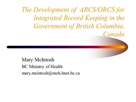 Mary McIntosh BC Ministry of Health