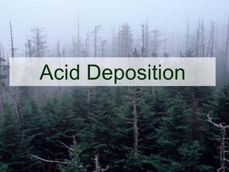 Acid Deposition. Acid Rain What is it? Why do we care?