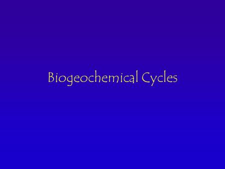 Biogeochemical Cycles. 3 Fundamental Laws of Nature Conservation of Matter 1st Law of Thermodynamics (Conservation of Energy) 2nd Law of Thermodynamics.