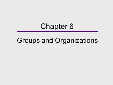 Chapter 6 Groups and Organizations. Chapter Outline  Types of Groups  Social Influence in Groups  Formal Organizations and Bureaucracies  Diversity: