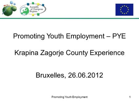 11 Promoting Youth Employment – PYE Krapina Zagorje County Experience Bruxelles, 26.06.2012 Promoting Youth Employment.