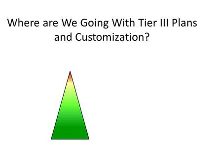 Where are We Going With Tier III Plans and Customization?