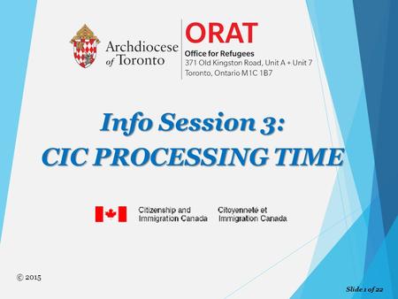 Info Session 3: CIC PROCESSING TIME