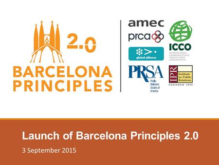 Launch of Barcelona Principles 2.0 3 September 2015.