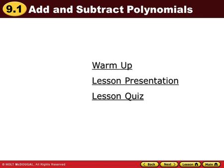 Add and Subtract Polynomials