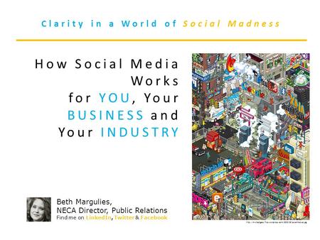 Clarity in a World of Social Madness How Social Media Works for YOU, Your BUSINESS and.