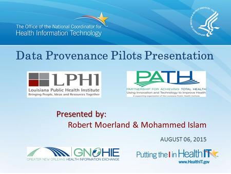 Data Provenance Pilots Presentation