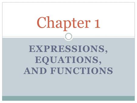 EXPRESSIONS, EQUATIONS, AND FUNCTIONS Chapter 1. FOUR STEP PROBLEM SOLVING 1. UNDERSTAND THE PROBLEM (READ!) 2. PLAN THE SOLUTION (WHAT ARE YOU LOOKING.