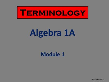 Terminology Algebra 1A Module 1 Izydorczak 2014. Module 1 Lesson 1 Linear Function The graph of a line Picture/Examples Uses Constant Change Constant.