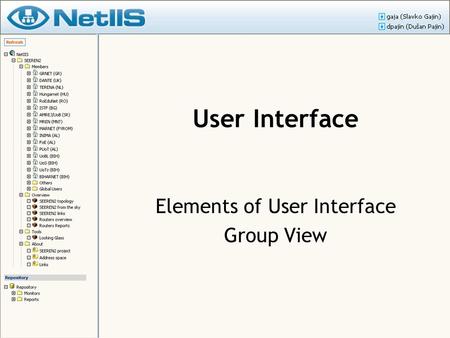 User Interface Elements of User Interface Group View.