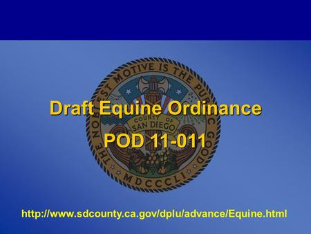 Draft Equine Ordinance POD 11-011