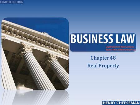Chapter 48 Real Property.  Property that is immovable or attached to immovable land or buildings  Types of real property:  Land and buildings  Subsurface.