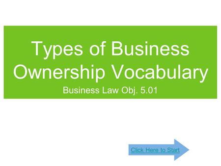Types of Business Ownership Vocabulary