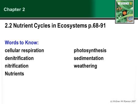 2.2 Nutrient Cycles in Ecosystems p.68-91