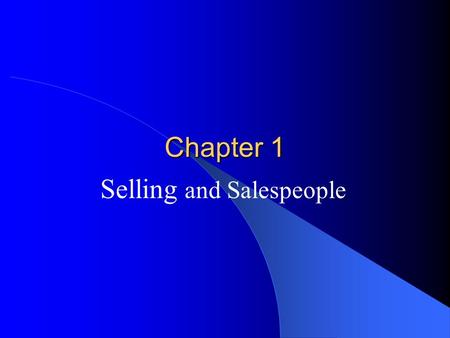 Selling and Salespeople