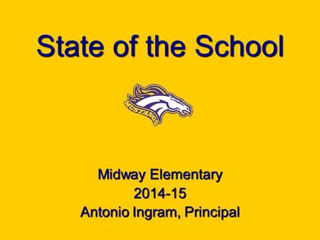 State of the School Midway Elementary 2014-15 Antonio Ingram, Principal.