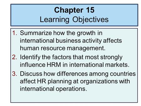 Chapter 15 Learning Objectives