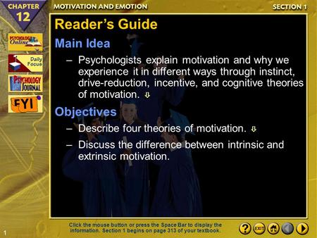 Reader’s Guide Main Idea Objectives