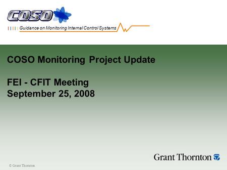 © Grant Thornton | | | | | Guidance on Monitoring Internal Control Systems COSO Monitoring Project Update FEI - CFIT Meeting September 25, 2008.
