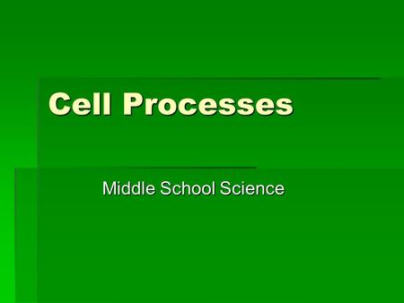 Cell Processes Middle School Science.